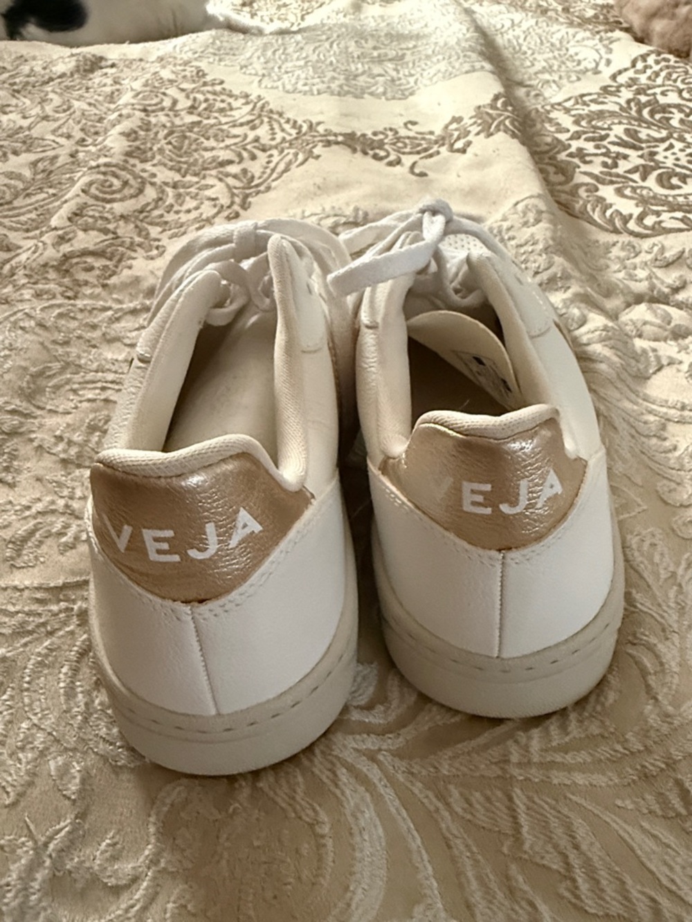 Veja White Sneakers with Champagne Accents - Women's - Picture 3 of 5